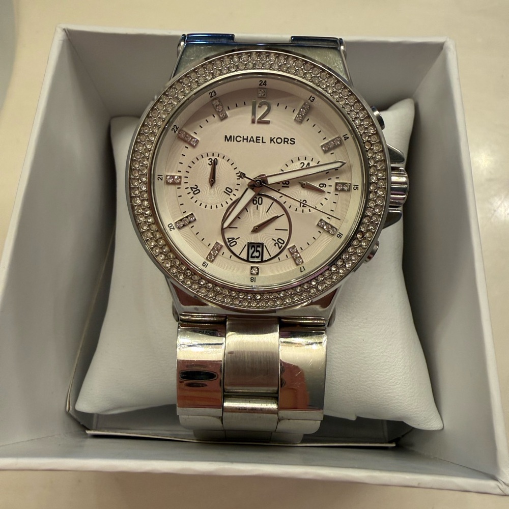 Michael Kors silver watch with crystals